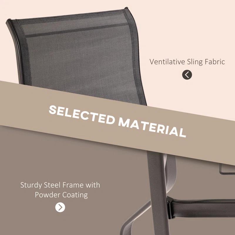 Canora Grey Outsunny Set of 2 Outdoor Swivel Bar Stools with Armrests, Bar Height Patio Chairs with Steel Frame , Brown