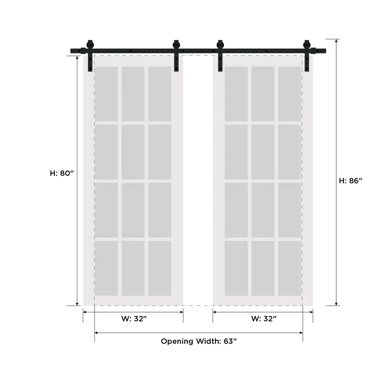 SARTODOORS Quadro Paneled Manufactured Wood Barn Doors with Hardware