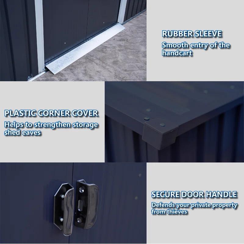 Outdoor Storage Shed 6 FT Large Metal Tool Sheds, Heavy Duty Storage House With Sliding Doors With Air Vent For Backyard Patio Lawn To Store Bikes, Tools, Lawnmowers Dark Grey