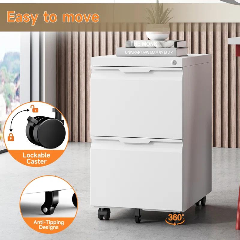 COOLSUN 14.6'' Wide 2-Drawer Mobile Steel File Cabinet