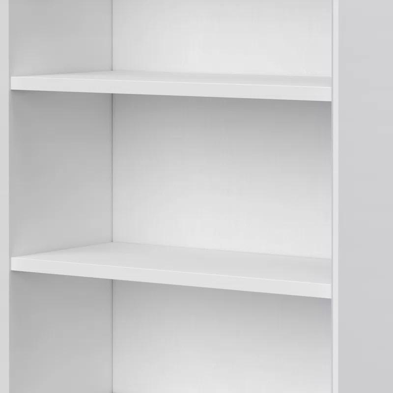 Simpli Home Banting 30"W Solid Wood 4 Shelf Industrial Bookcase with 2 Drawers, Adjustable Shelves, and Metal Base