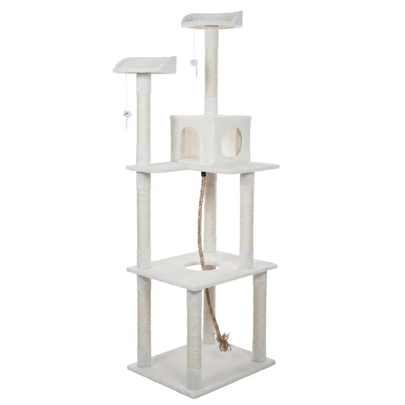PetMaker 6 Foot Cat Tree with Scratch Posts in Ivory