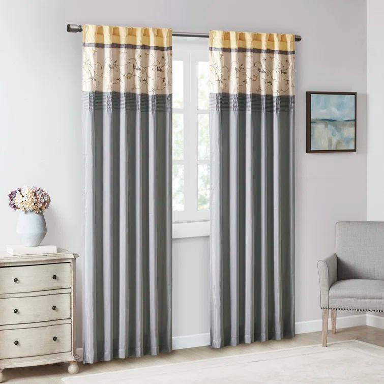 Madison Park Serene Embroidered Single Curtain Panel & Reviews | Wayfair