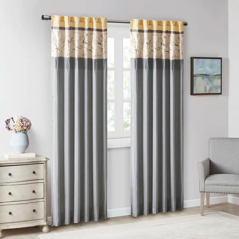 Madison Park Serene Embroidered Single Curtain Panel & Reviews | Wayfair