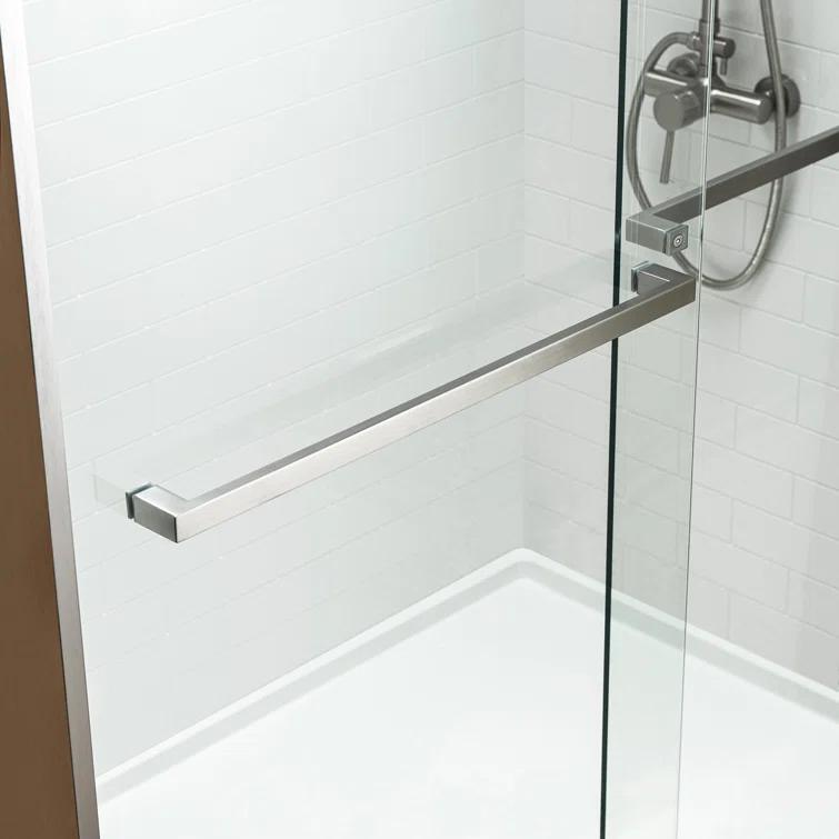 WoodBridge 44-48" W x 80" H Double Sliding Semi- Frameless Shower Door with 5/16"(8mm) Clear Tempered Glass SURFK-4880--BN