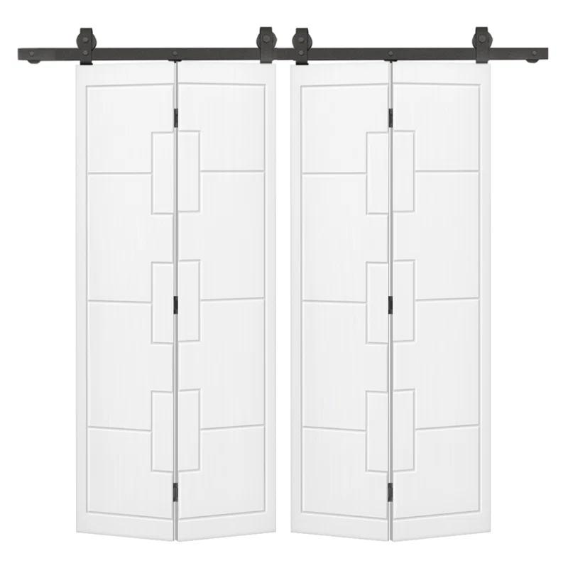 Calhome Modern Bi-Fold Double Barn Door with Sliding Hardware Kit