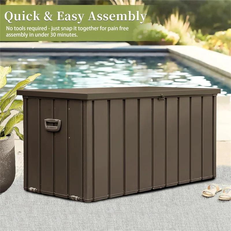 Tryimagine 160 Gallon Outdoor Storage Deck Box Waterproof, Large Patio Storage Bin For Outside Cushions, Throw Pillows, Garden Tools, Lockable