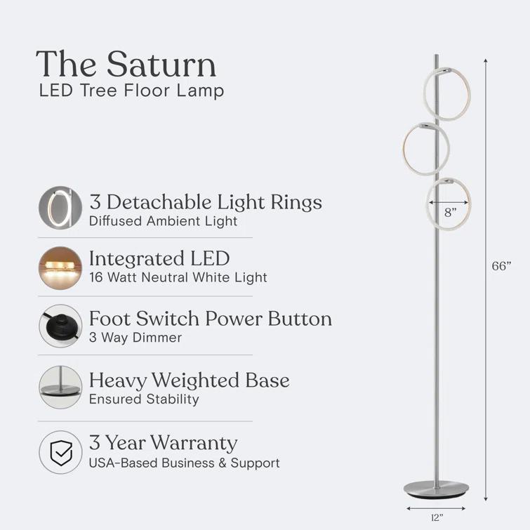 Brightech Saturn 66 in. Industrial 3-Light 3-Way Dimming LED Floor Lamp