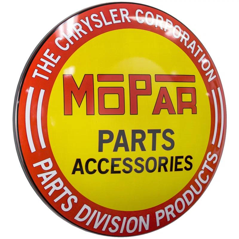 American Art Decor Mancave Round American Art Decor Mopar Dome Metal Sign Wall Decor - 15.5" x 15.5" x 3"