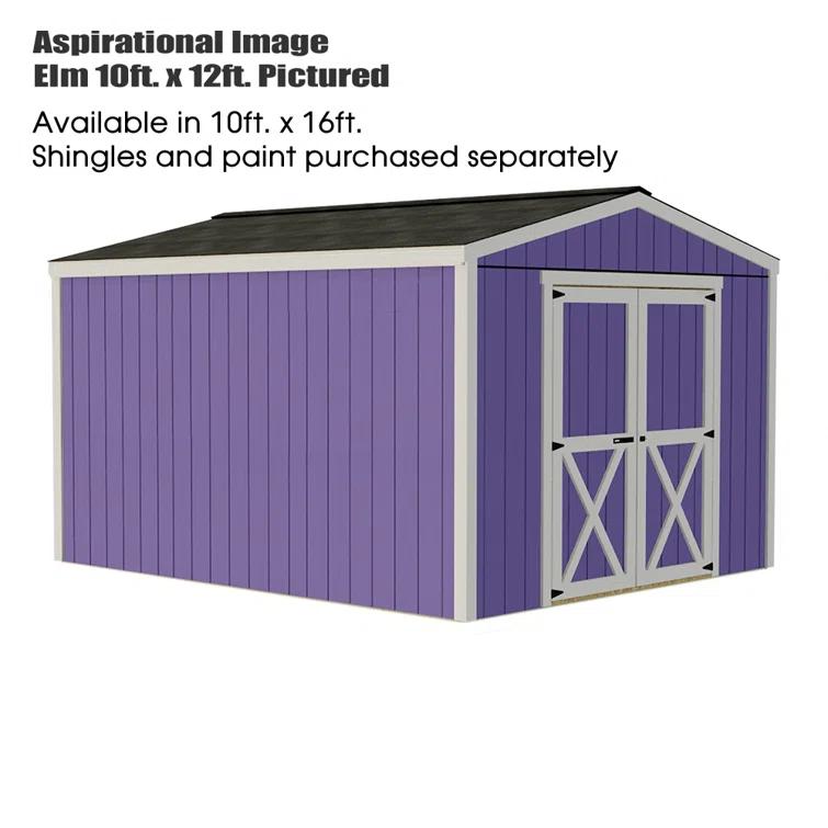 Elm 10 ft. W x 12 ft. D Solid Wood Storage Shed