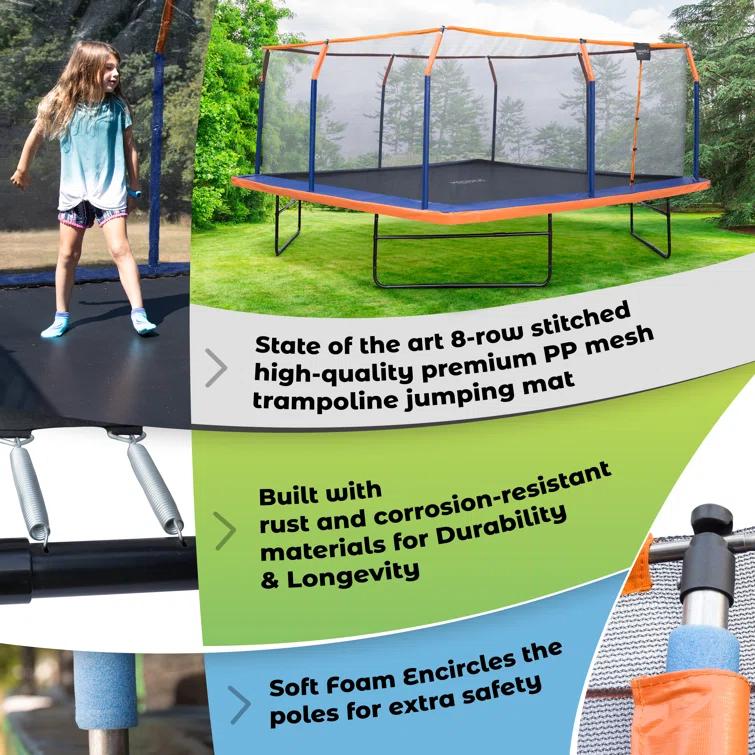 Upper Bounce Machrus Upper Bounce 12 x 12 FT Square Trampoline Set with Premium Top-Ring Enclosure and Safety Pad