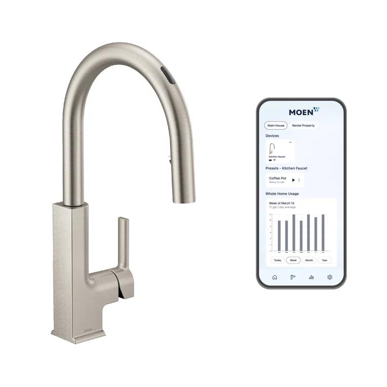 Moen STo Smart Touchless Single Handle Kitchen Faucet with Wave and Accessories S72308EVSRS