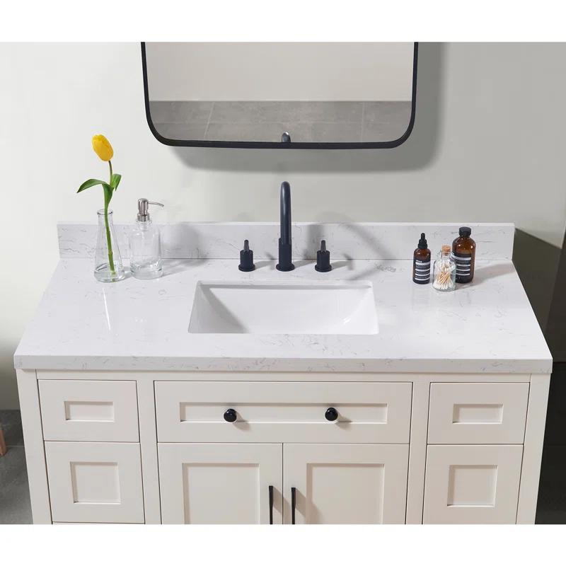 Altair 49" Single Bathroom Vanity Top in Aosta White with Sink