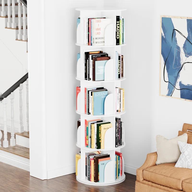 SpaceAid Rotating Bookshelf Tower, 360° Spinning Bookcase Lazy Susan, Revolving Round Carousel For Book Storage, Vertical Turning Spiral Corner Organizer