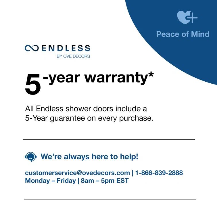 Ove Decors Endless Tampa-Pro 31" W x 72" H Alcove Frameless Shower Kit, Door, Panel TP0110200