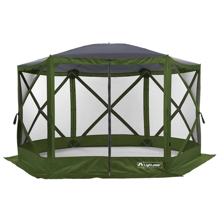 ECR4Kids ECR4Kids Lightspeed Outdoors Pop-Up 6-Sided Screen Shelter, Camping Gazebo, Green