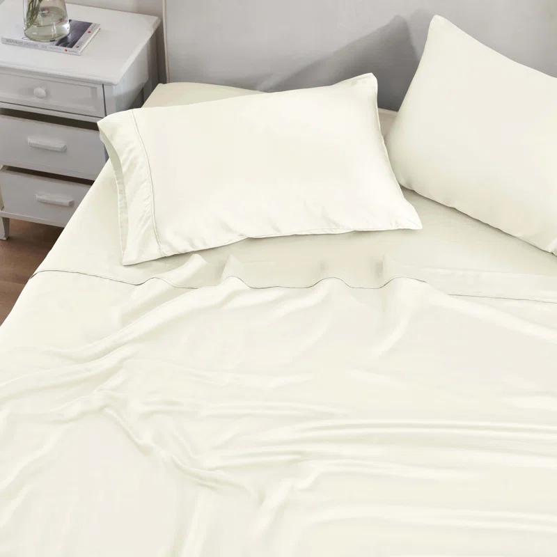 Superior Modal From Beechwood 300 Thread Count Lightweight Cooling Solid Deep Pocket Bed Sheet Set