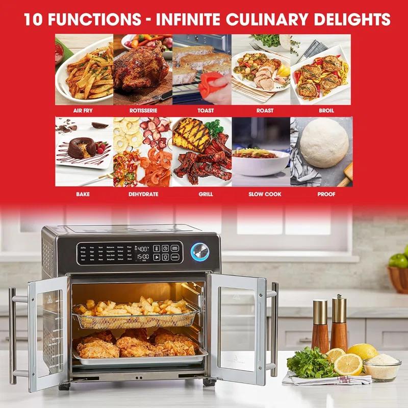 Emeril Lagasse Extra Large French Door Air Fryer Toaster Oven Combo, 25 Cooking Functions and Digital Controls, 7 Accessories Included, Stainless Steel Finish, 26QT Capacity & Reviews | Wayfair