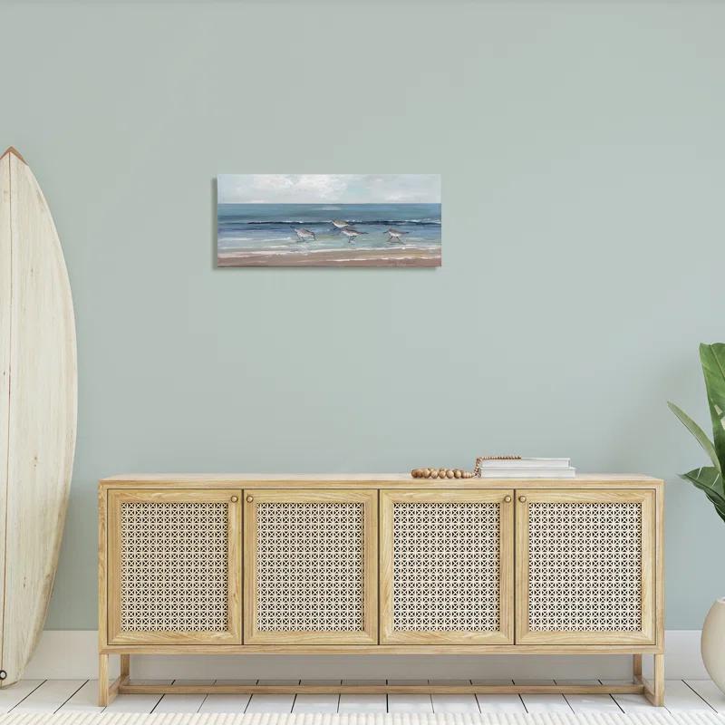 Stupell Industries Sandpipers Birds Cloudy Sky Beach Shore by Sally Swatland - Painting