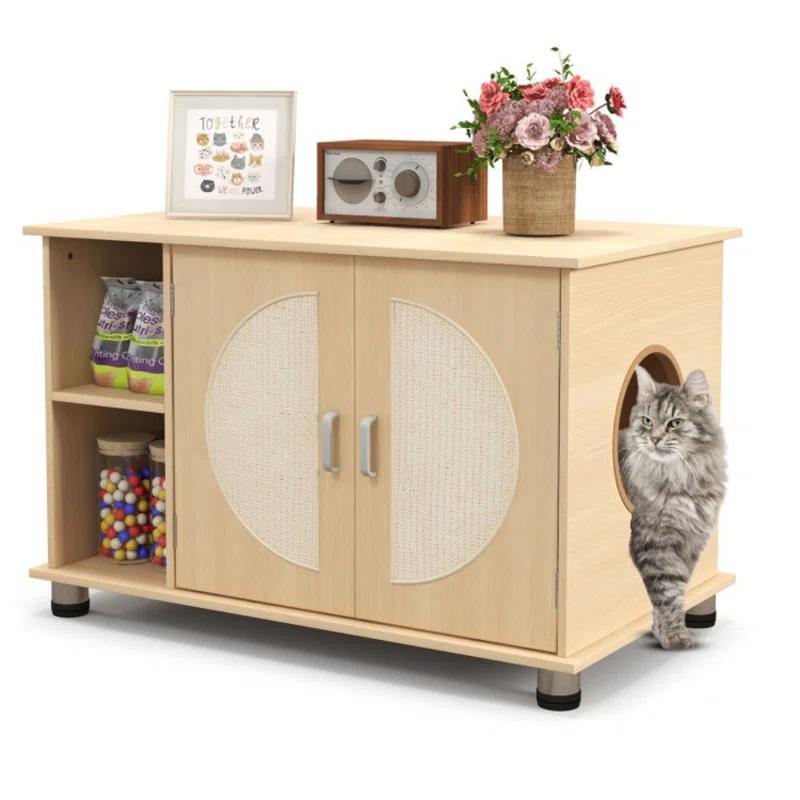Archie & Oscar™ Archie & Oscar™ Cat Litter Box Enclosure W/ Sisal Scratching Doors Storage Adjustable Metal Feet