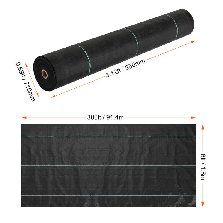 e-Joy Black Weed Barrier Landscape Premium Fabric-Heavy Duty Woven Ground Cloth With Superior Permeability Weed Control Convenient Design