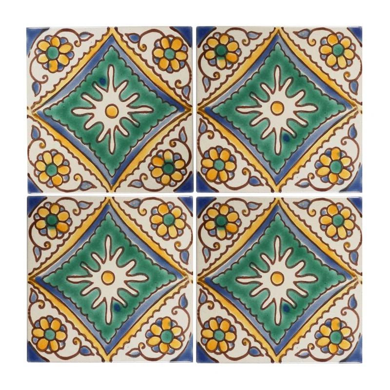 Casablanca Market Mediterranean 4'' x 4'' Hand Painted Ceramic Decorative Accent Tile