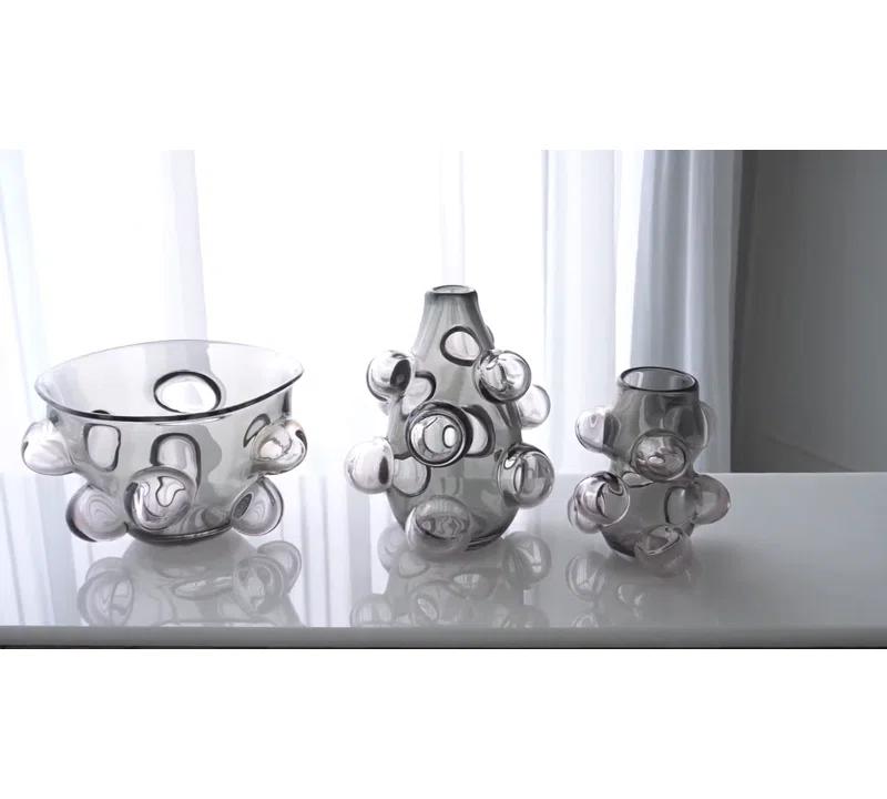 Global Views Bubbled Vase-Smoke Grey-Lg
