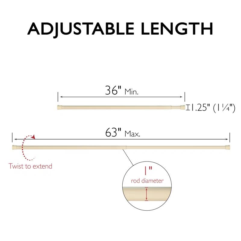 Design House Classic Adjustable Straight Tension Shower Curtain Rod for Bathroom