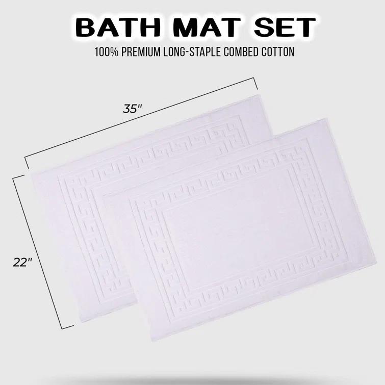 Mercer41 Subra Rectangular Cotton Reversible Greek Key Infinity Border 2 Piece Bath Mat (Set of 2)