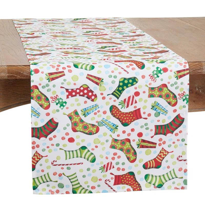 Saro Runner_Christmas Stockings Design Table Runner