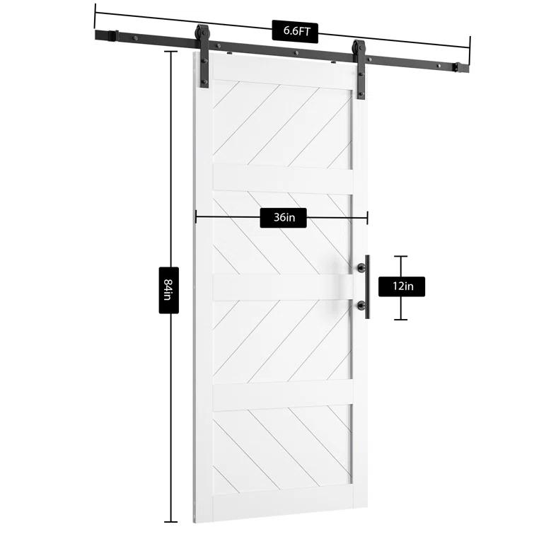 LDB_BUILDING Manufactured Paneled Wood Prefinished Barn Door with Installation Hardware Kit