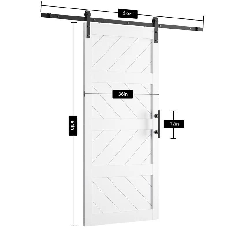 LDB_BUILDING Manufactured Paneled Wood Prefinished Barn Door with Installation Hardware Kit