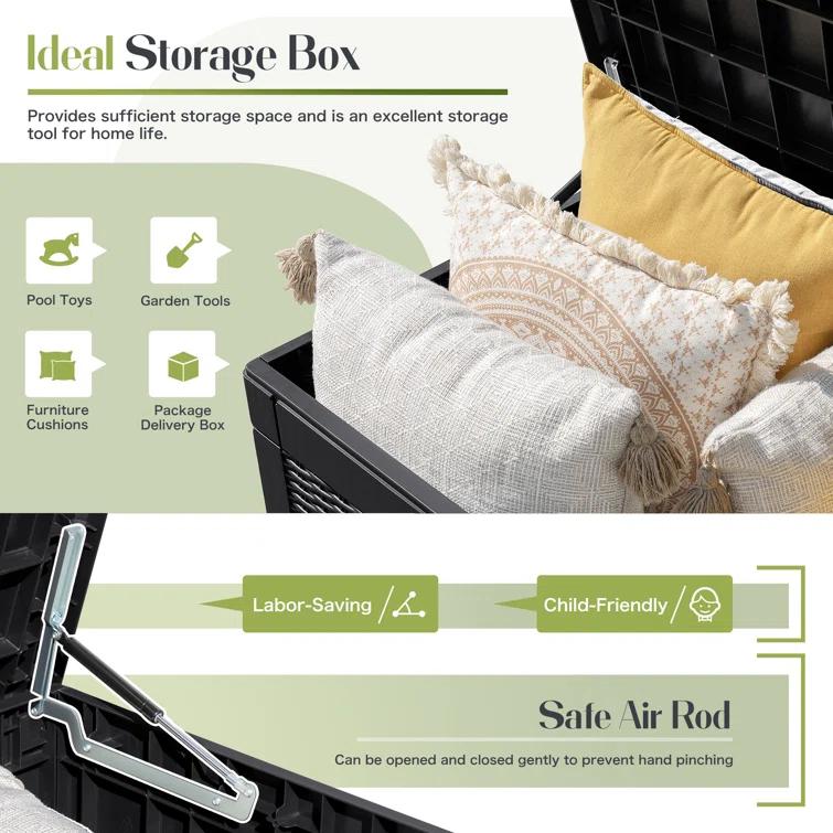 GUNJI GUNJI 100 Gallon Water Resistant Resin Lockable Deck Box