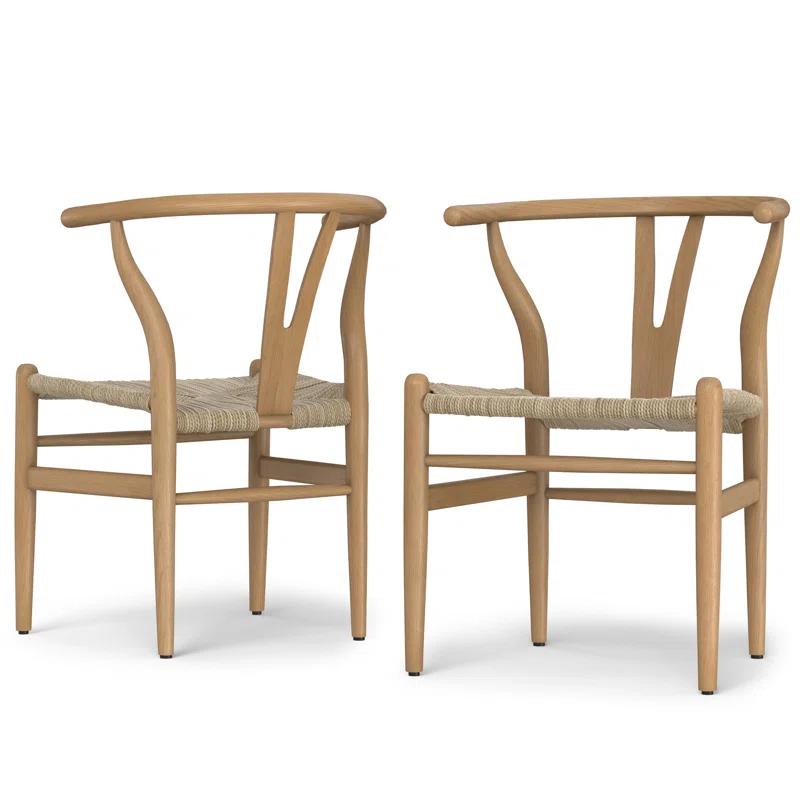Simpli Home Hershey Solid Wood Dining Chair with Y-Back Design in Mid-Century Modern Style (Set of 2) (Set of 2)
