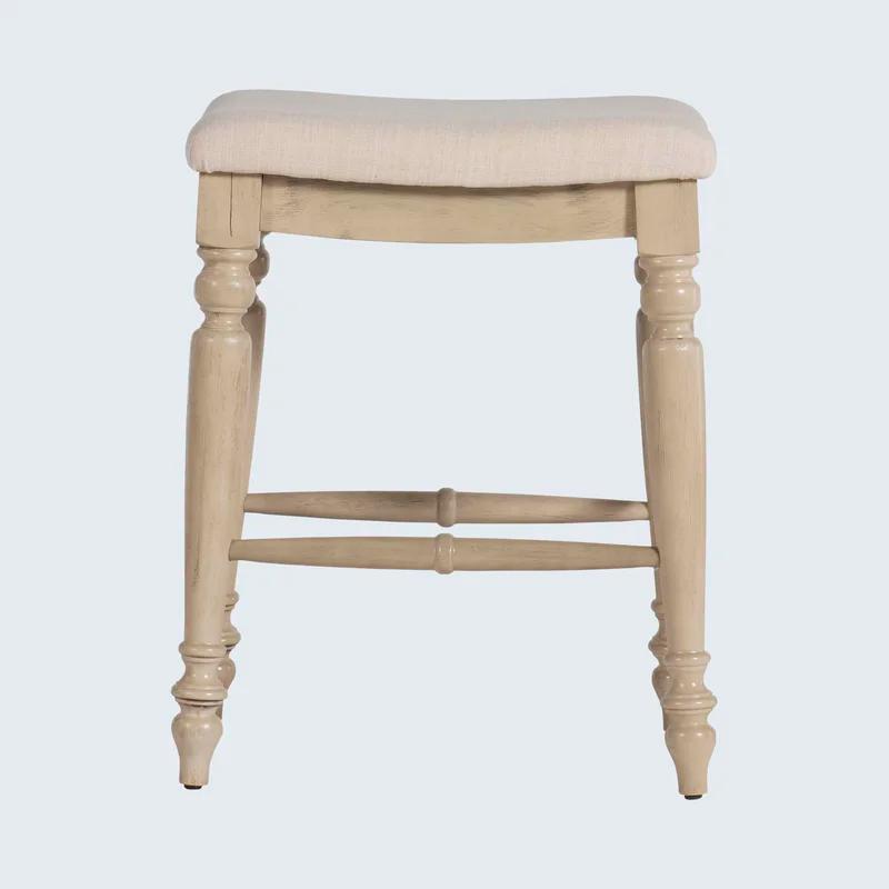 Elegant Marino 25" White Washed Wood Backless Counter Stool