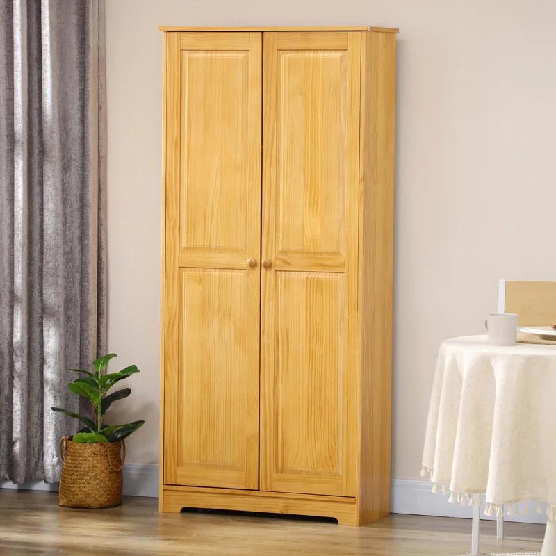 Ophelia & Co. 67" Pinewood Kitchen Pantry Storage Cabinet, Freestanding Cabinets With Doors And Shelf Adjustability