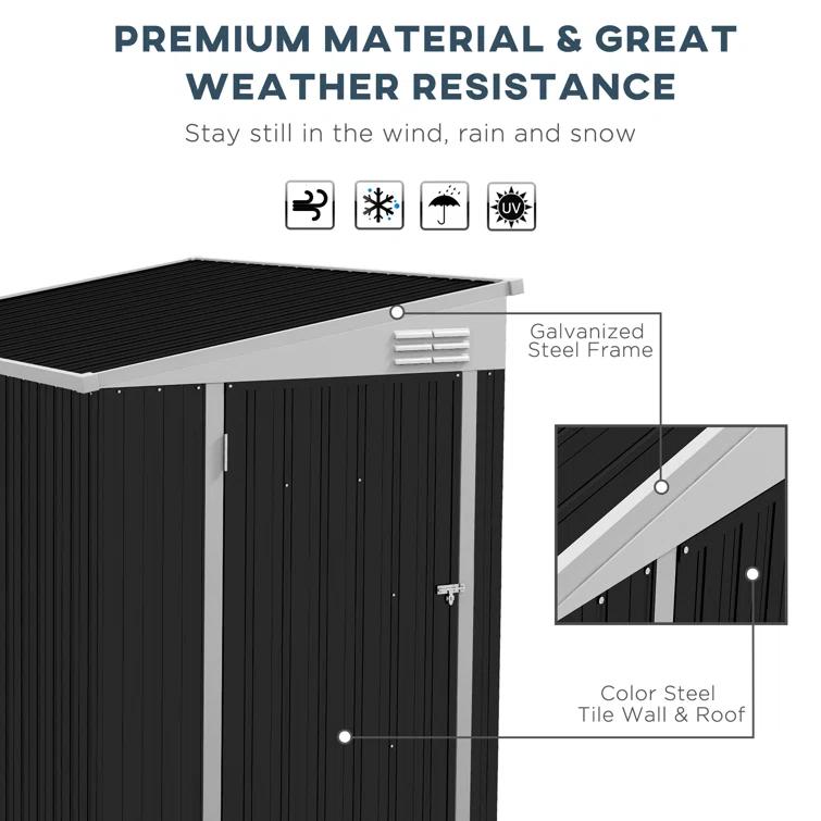 Outsunny Metal Lean-to Storage Shed
