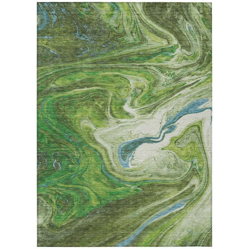 Machine Washable Indoor/Outdoor Chayden ACN1061 Green Rug