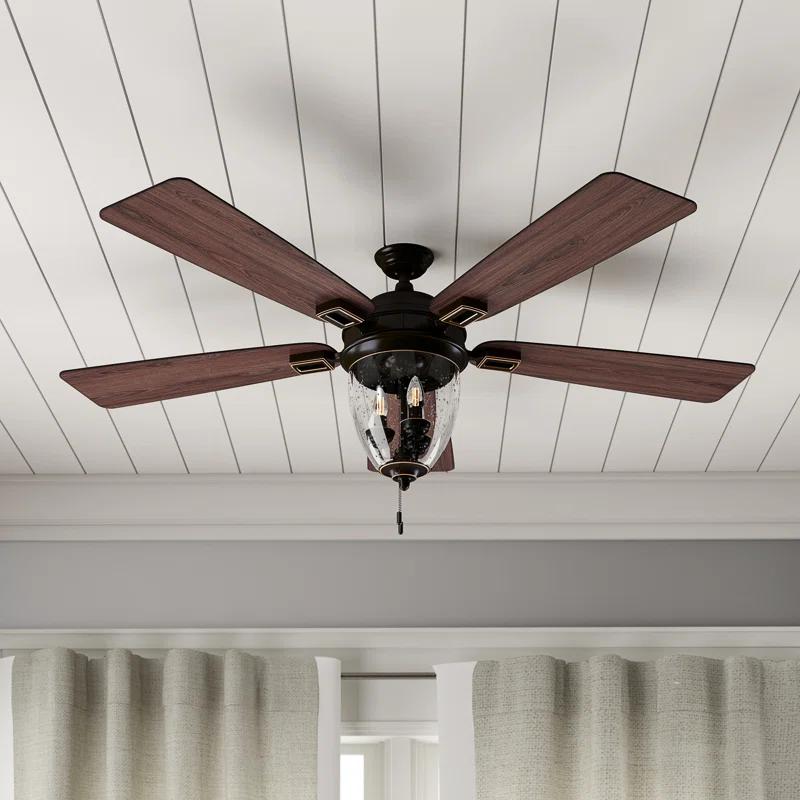 Honeywell Glencrest 52" 5 Blade Damp Rated Ceiling Fan LED Light Kit Included