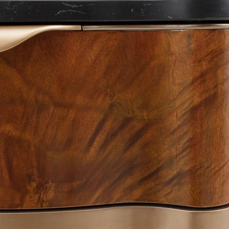 Michael Amini Malibu Crest Marble Top End Table with Storage