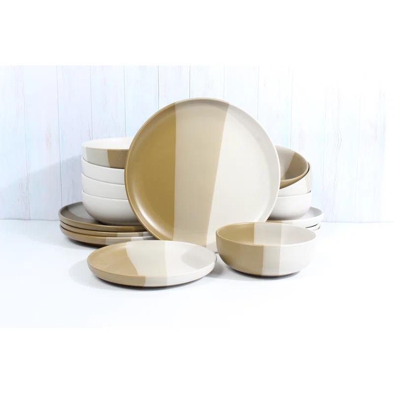 Godinger Silver Art Co Piermont Natural 16 Piece Dinnerware Set, Service For 4