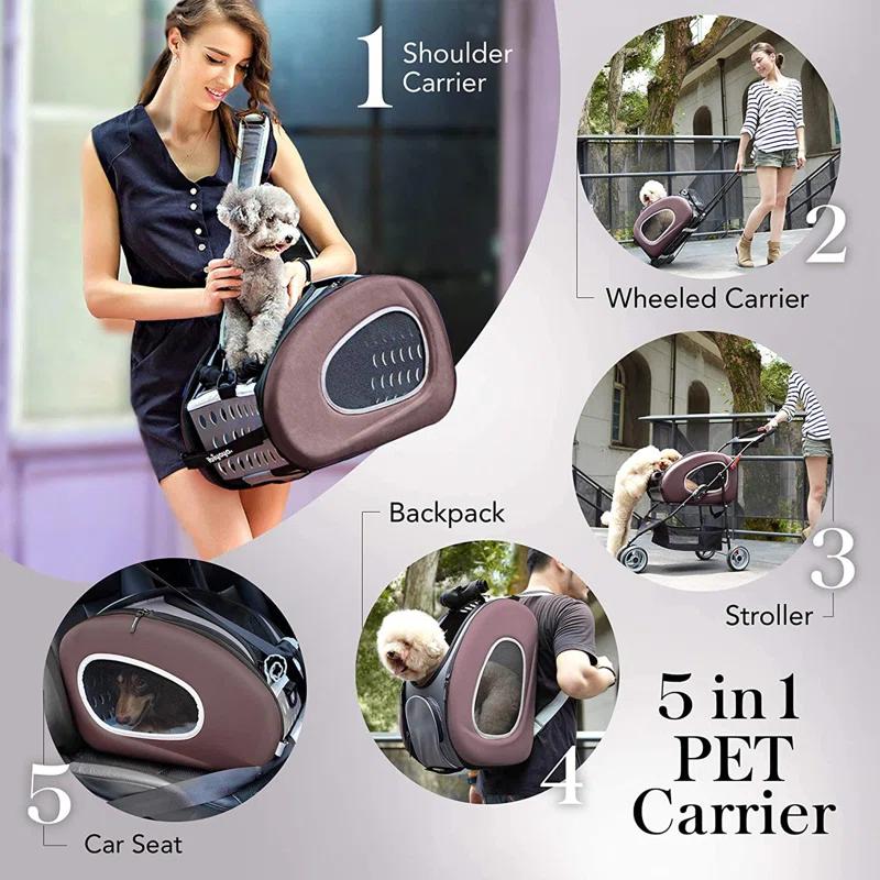 Ibiyaya 5-in-1 EVA Pet Carrier-Stroller