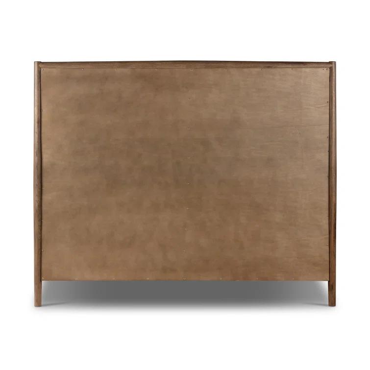 King Weathered Oak Upholstered Linen Bed with Headboard