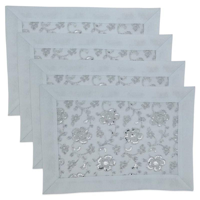 Saro Éloise Collection Polyester Embroidered Rectangle Placemat (Set of 4)