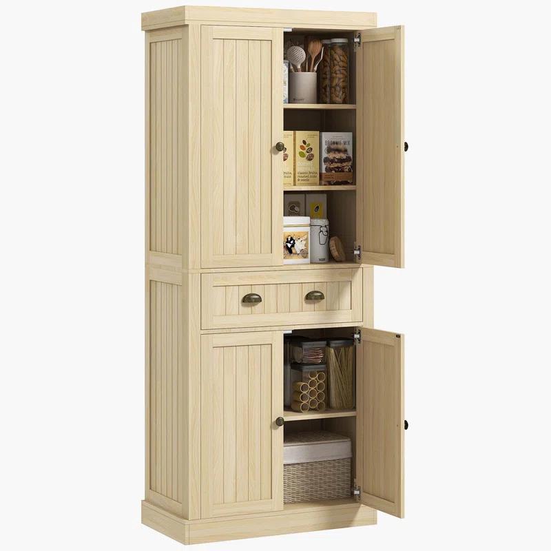 Winston Porter 72" Kitchen Pantry Cabinet Cupboard with Doors