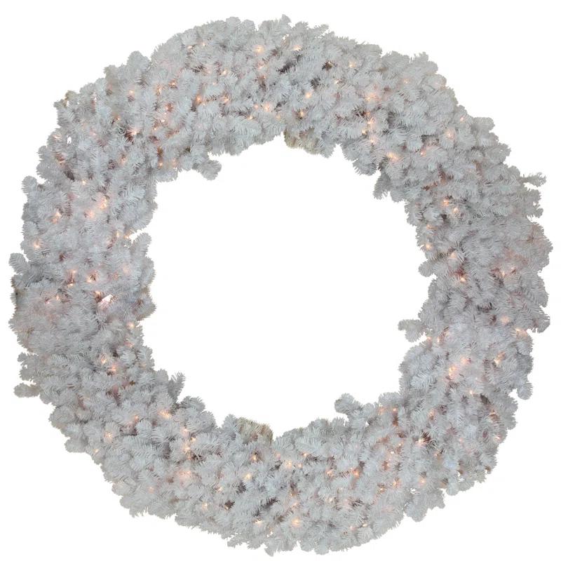 Northlight Seasonal Pre-Lit White Commercial Snow White Pine Artificial Christmas Wreath - 6-Foot Clear Lights