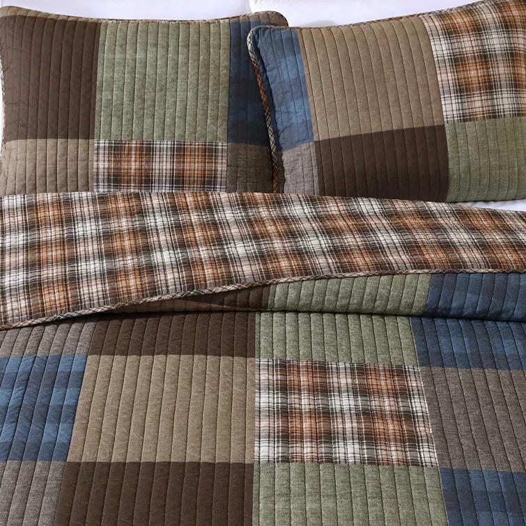 Eddie Bauer Fern Garden Eddie Bauer Classic Patchwork Cotton Reversible Green Quilt Set
