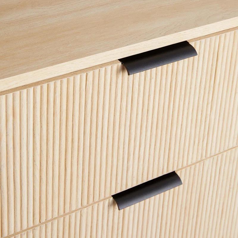 Millwood Pines Mid-Century 3-Drawer Chest with Reeded Drawer Fronts, Coastal Oak