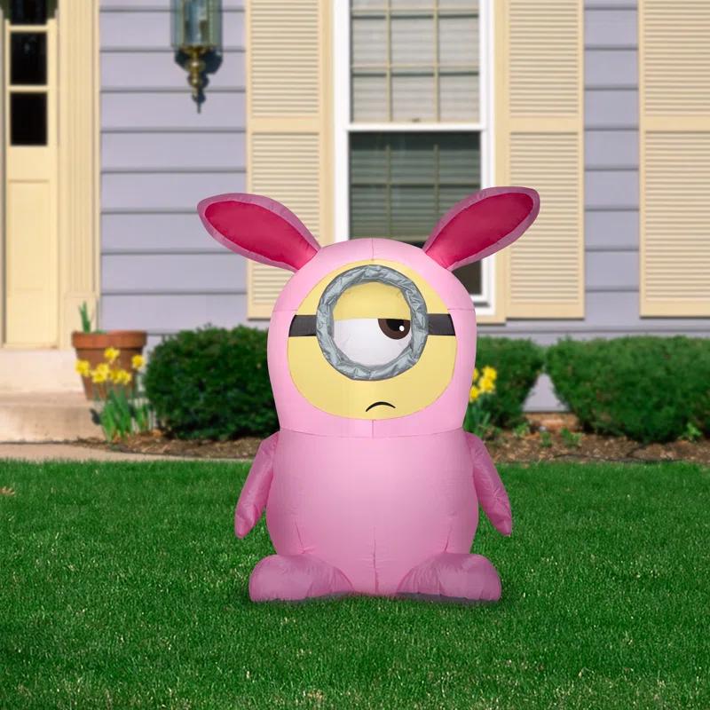 Gemmy Industries Minions Stuart in Pink Bunny Suit Inflatable