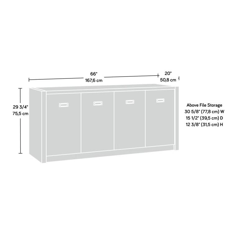 Inbox Zero Eraclio 65.984'' Wide 2 - Shelf Credenza with Cable Management